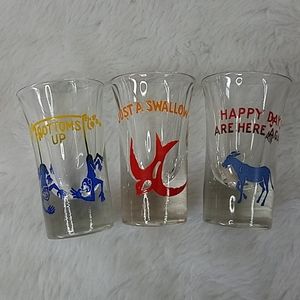 3 VINTAGE FLUTED TAPERED SHOT GLASSES